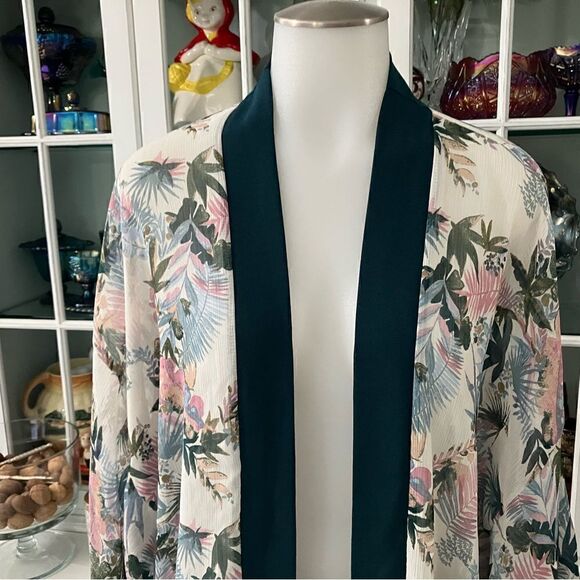 Xhilaration Coverup Kimono Tropical Print Sz M/L - Picture 2 of 11